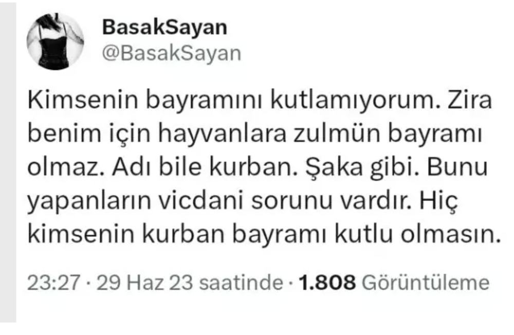 basak sayan dan kurban bayrami ile ilgili cok sert paylasim